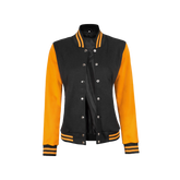 Women's Yellow and Black Varsity Jacket - Baseball Style